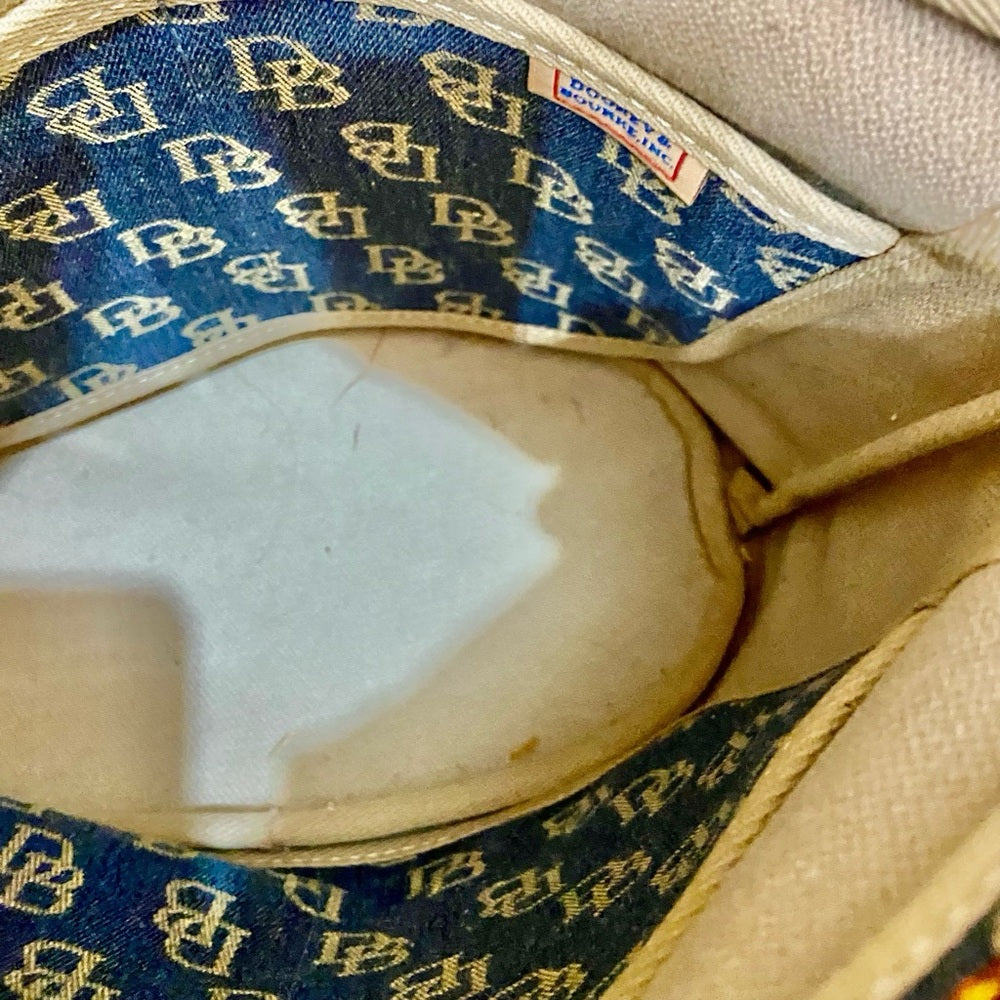 Dooney & Bourke Monogram Denim Canvas Shoulder Bag 12inch L x 10.5in H x 5.5in W