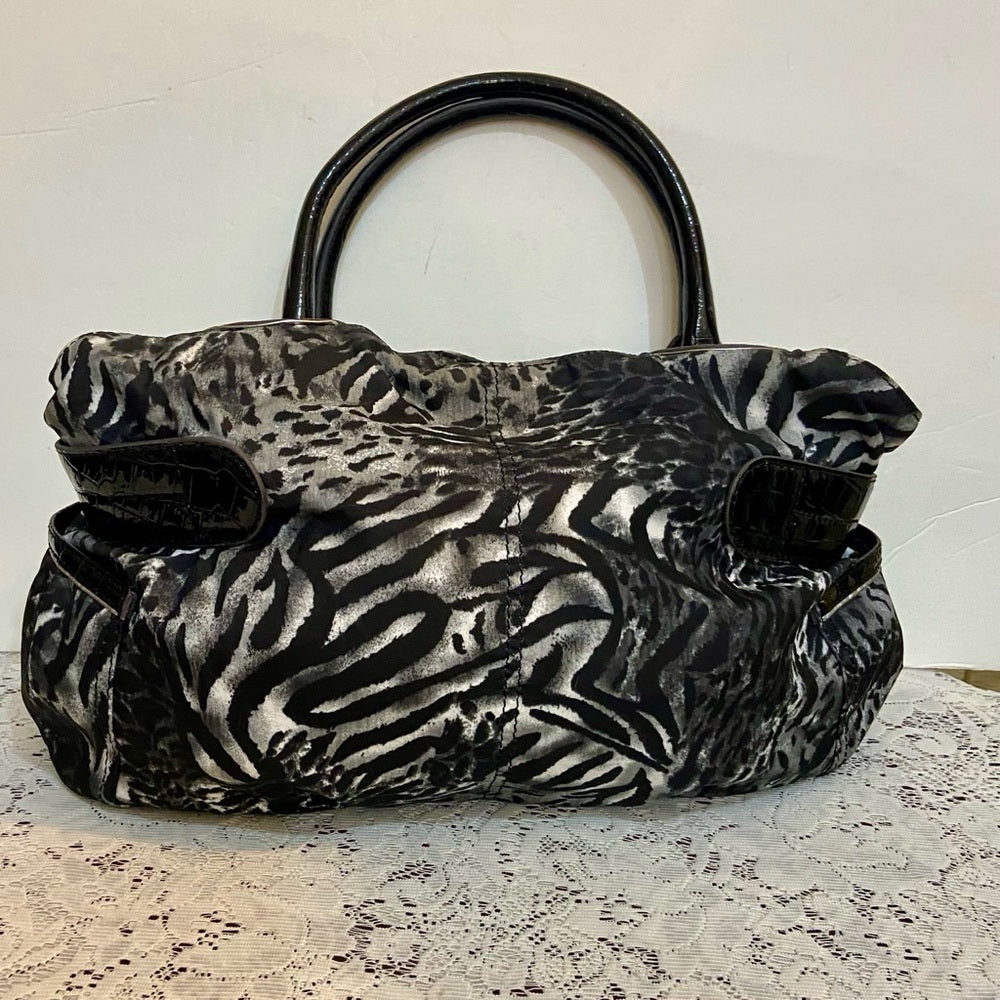 Sienna Ricchi (SR) Black- Gray Zebra Handbag 13.5in L x 10.5in H, x 4.5in W