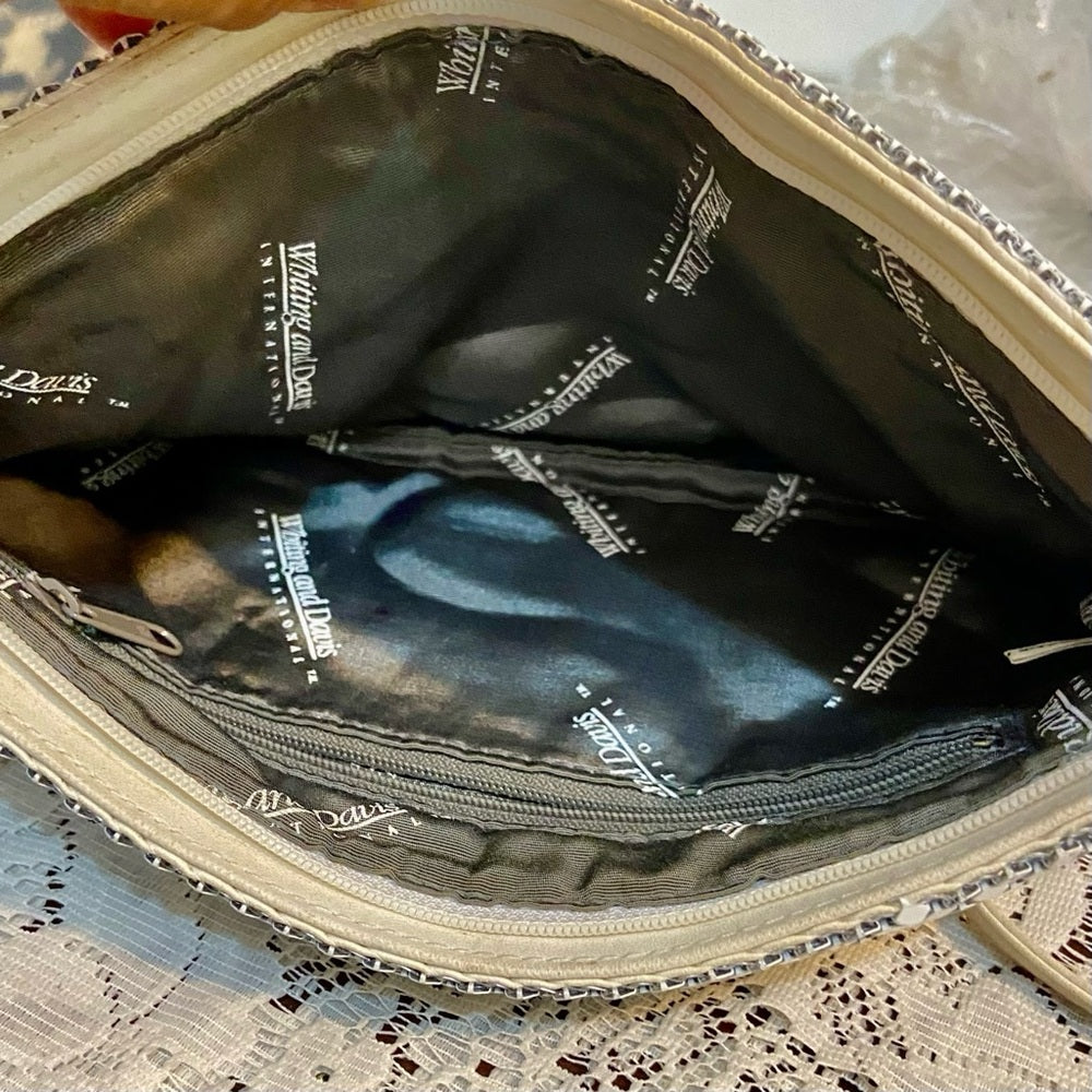 Vintage, Whiting and Davis White Mesh Crossbody Bag 10in L x 6in H, x 1in