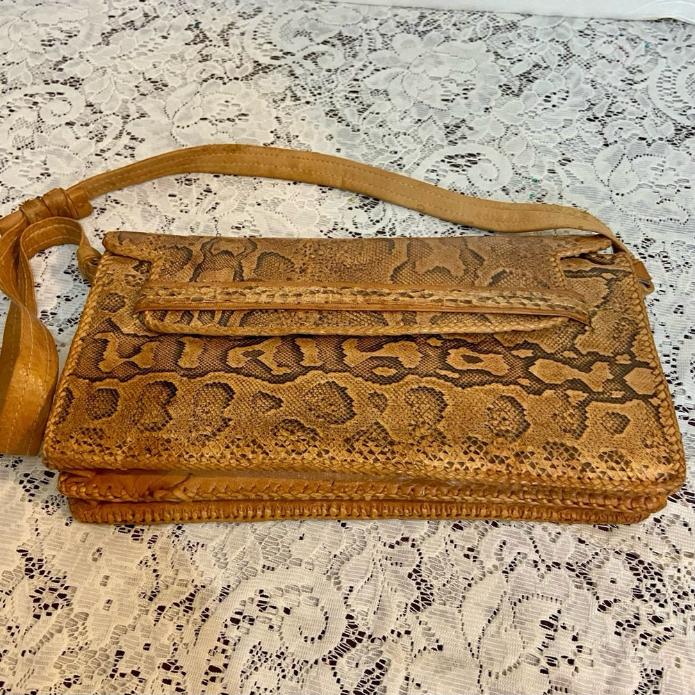 Vintage, Genuine Snakeskin Shoulder Bag 11in L x 6in H, x 3In