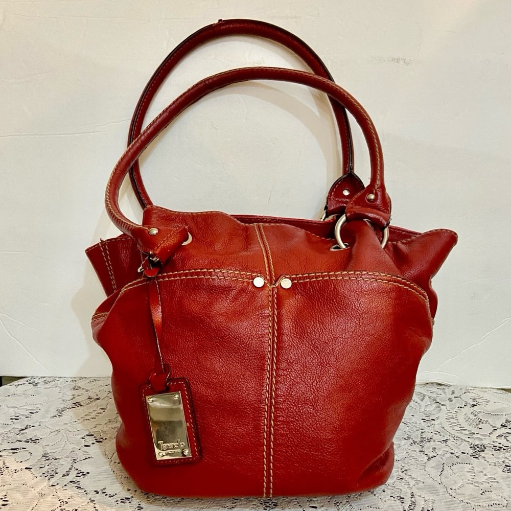 Tiganello Red Leather Handbag- Shoulder Bag 16in x 11in x 5.5in