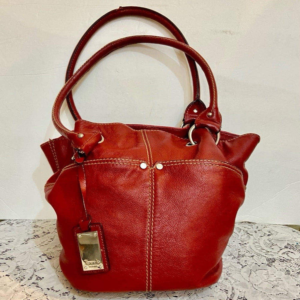 Tiganello Red Leather Handbag- Shoulder Bag 16in x 11in x 5.5in