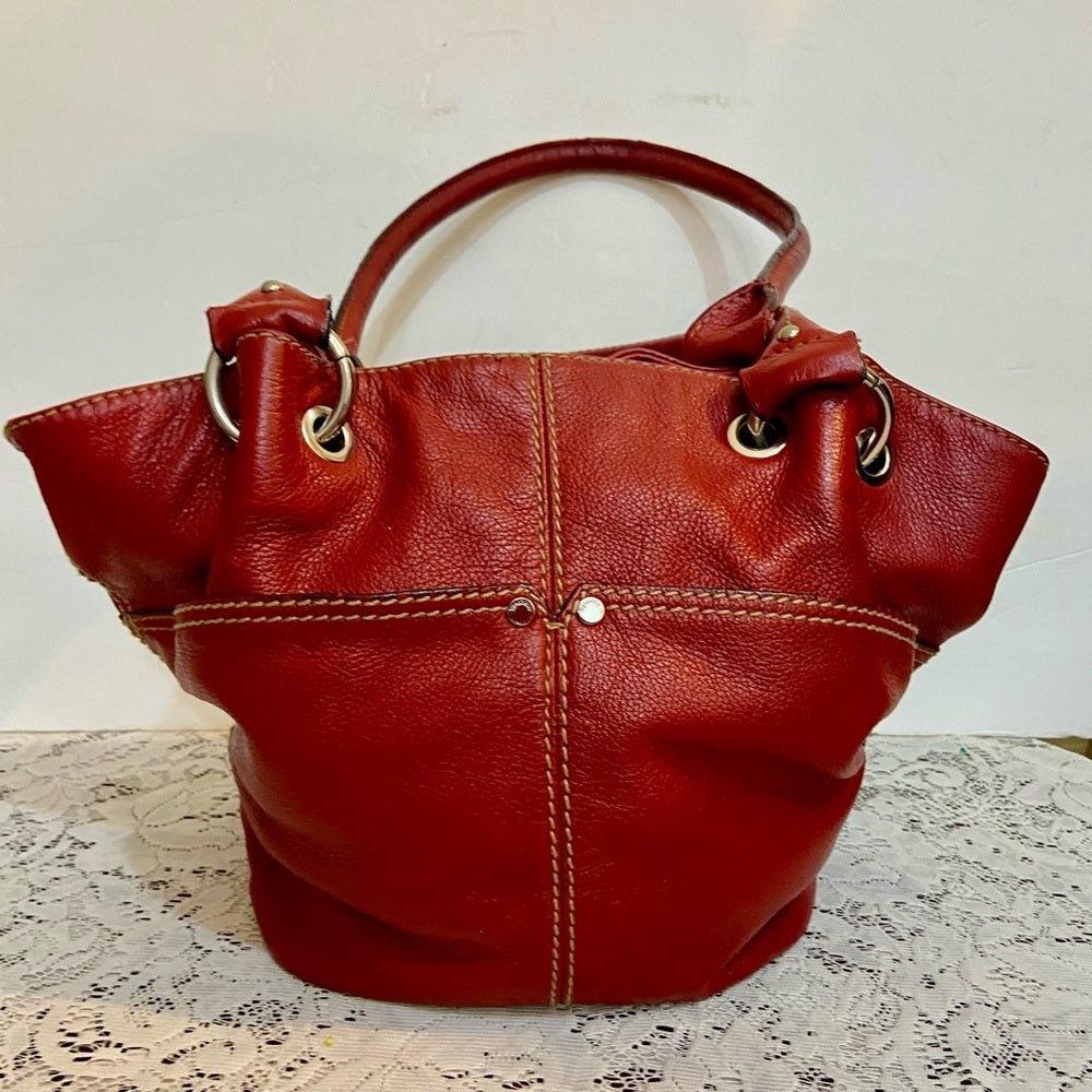 Tiganello Red Leather Handbag- Shoulder Bag 16in x 11in x 5.5in