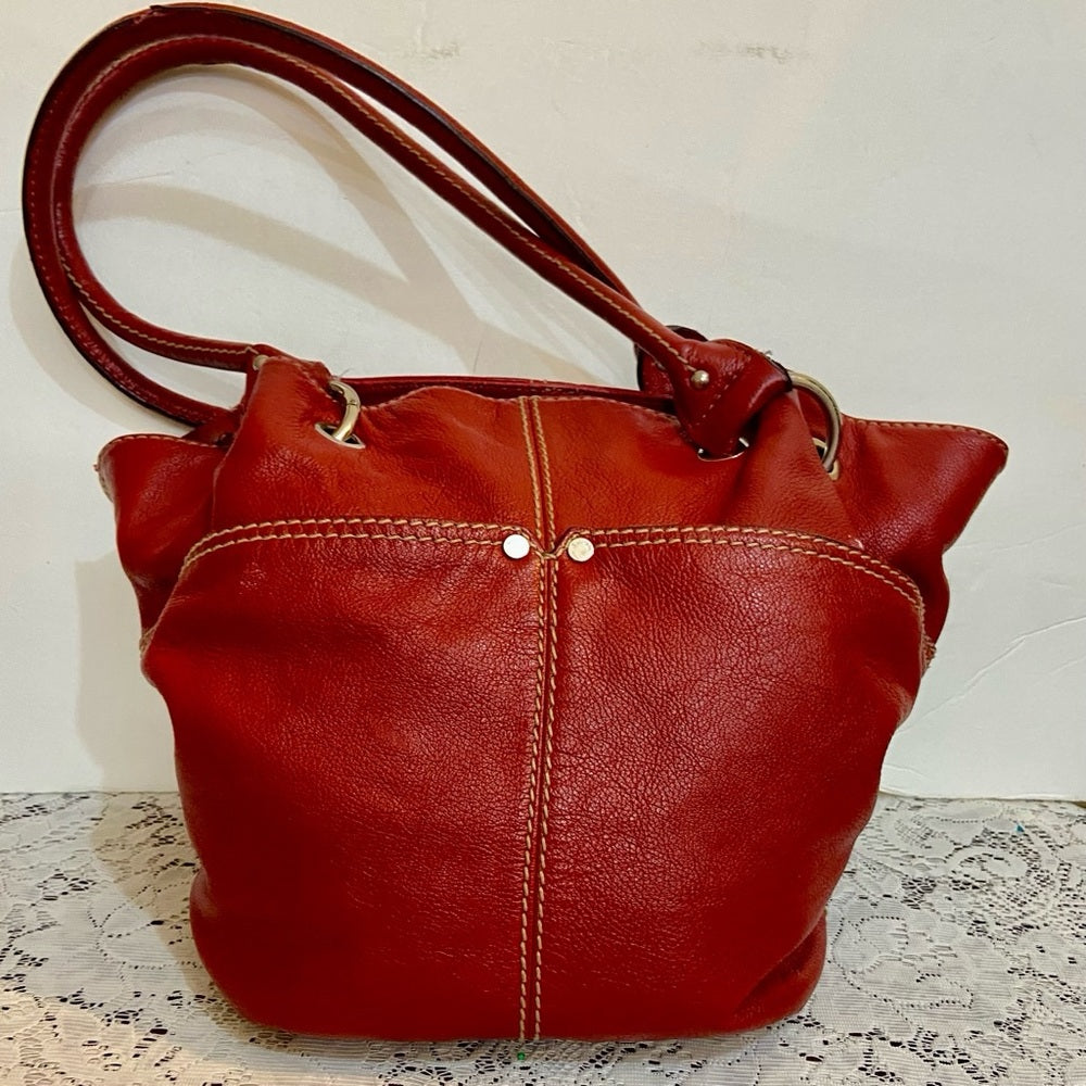 Tiganello Red Leather Handbag- Shoulder Bag 16in x 11in x 5.5in