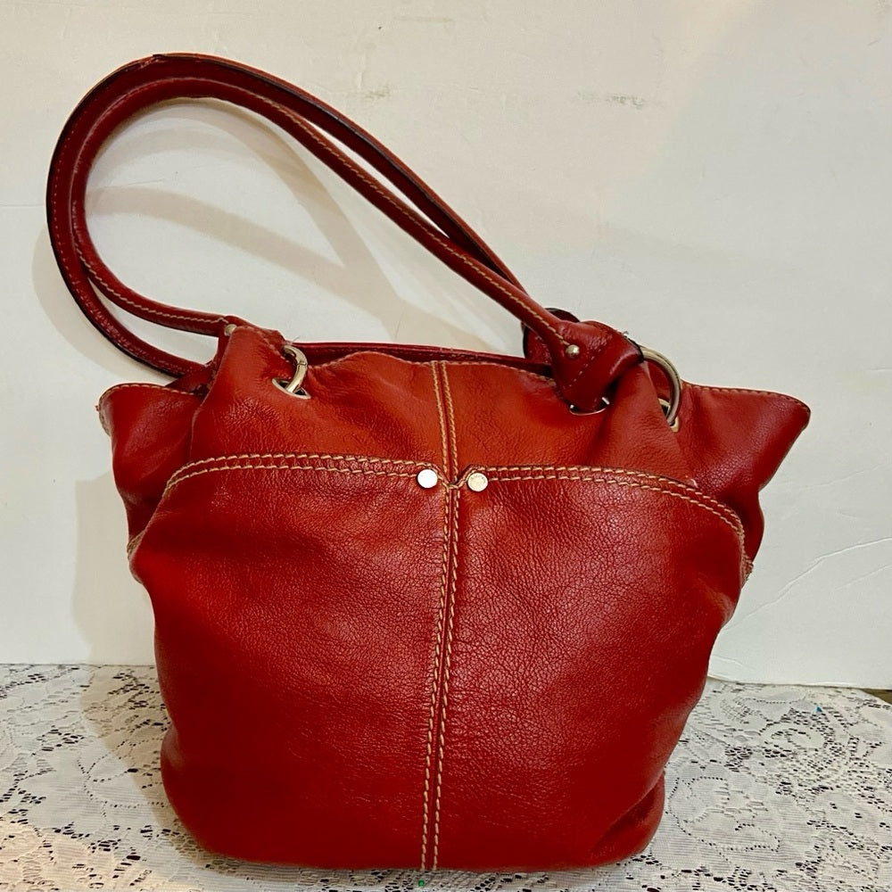 Tiganello Red Leather Handbag- Shoulder Bag 16in x 11in x 5.5in