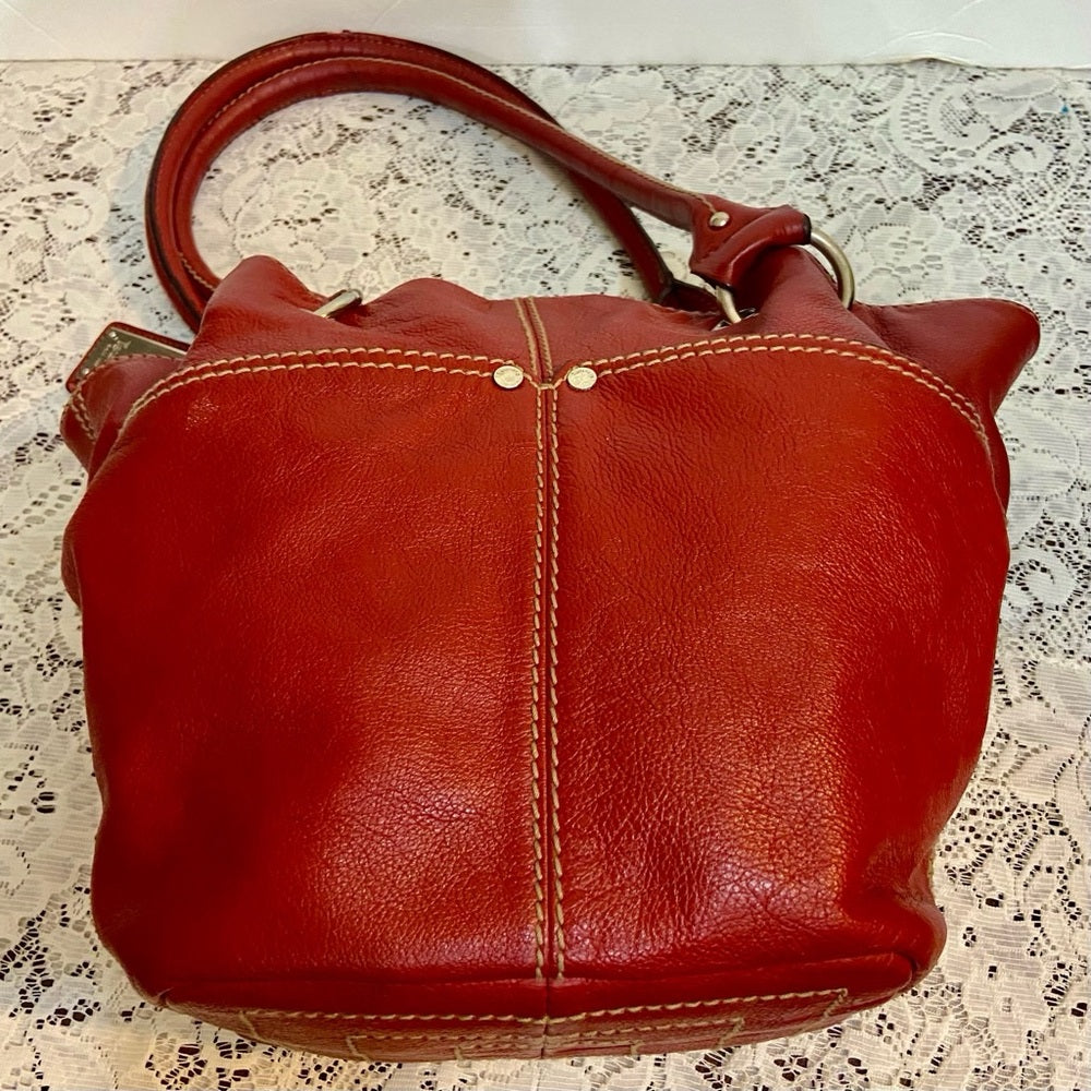 Tiganello Red Leather Handbag- Shoulder Bag 16in x 11in x 5.5in