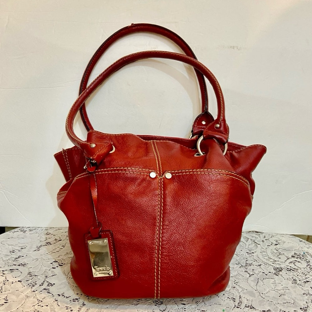 Tiganello Red Leather Handbag- Shoulder Bag 16in x 11in x 5.5in