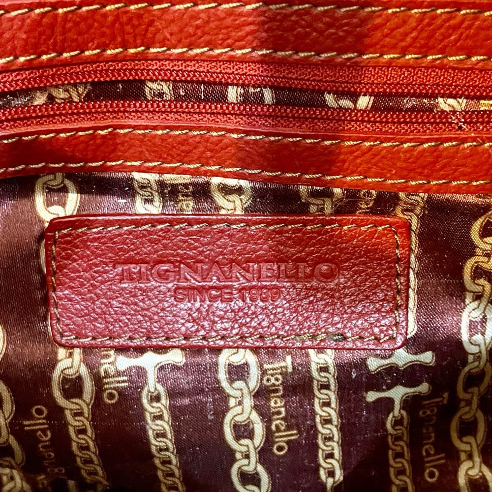 Tiganello Red Leather Handbag- Shoulder Bag 16in x 11in x 5.5in