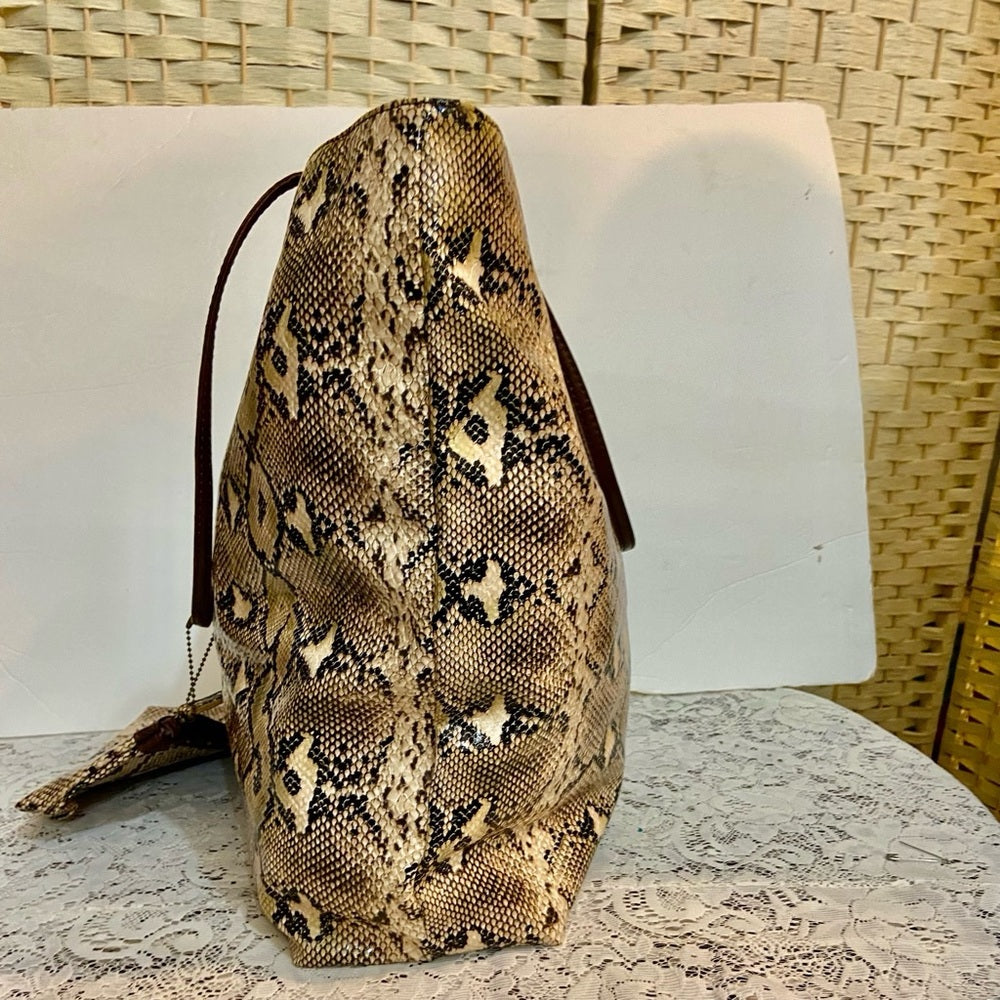 DSW 2-pc Faux Snakeskin Tote/ Weekender Bag with Coin-Key Wallet 15.5inx13inx4.5