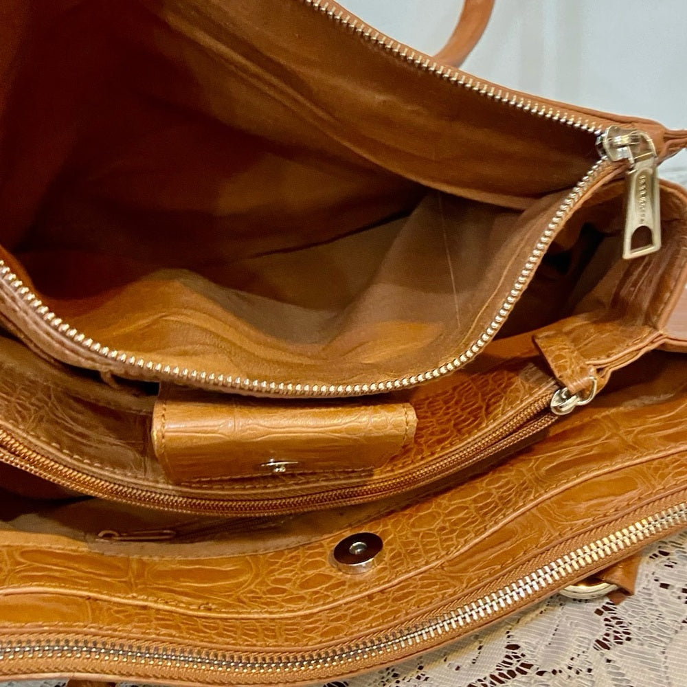 Liz Claiborne Faux Crocodile Leather Handbag-Shoulder Bag 14in x 11in x 4in