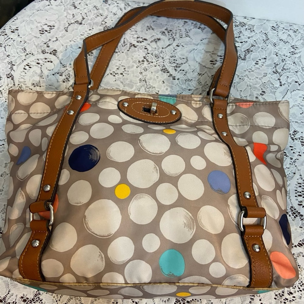 Franco Sarto Polka Dot Handbag-Shoulder Bag (11in x 10in x 4in)