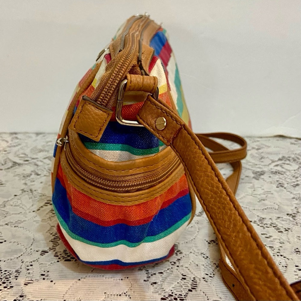 Rossetti Multi-color Stripes Crossbody Bag ( 8in x 6.5in x 4.5in)