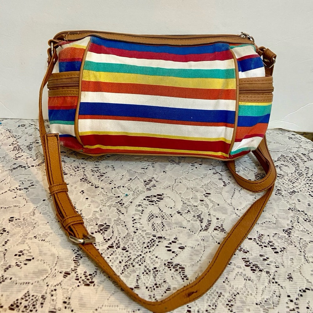 Rossetti Multi-color Stripes Crossbody Bag ( 8in x 6.5in x 4.5in)