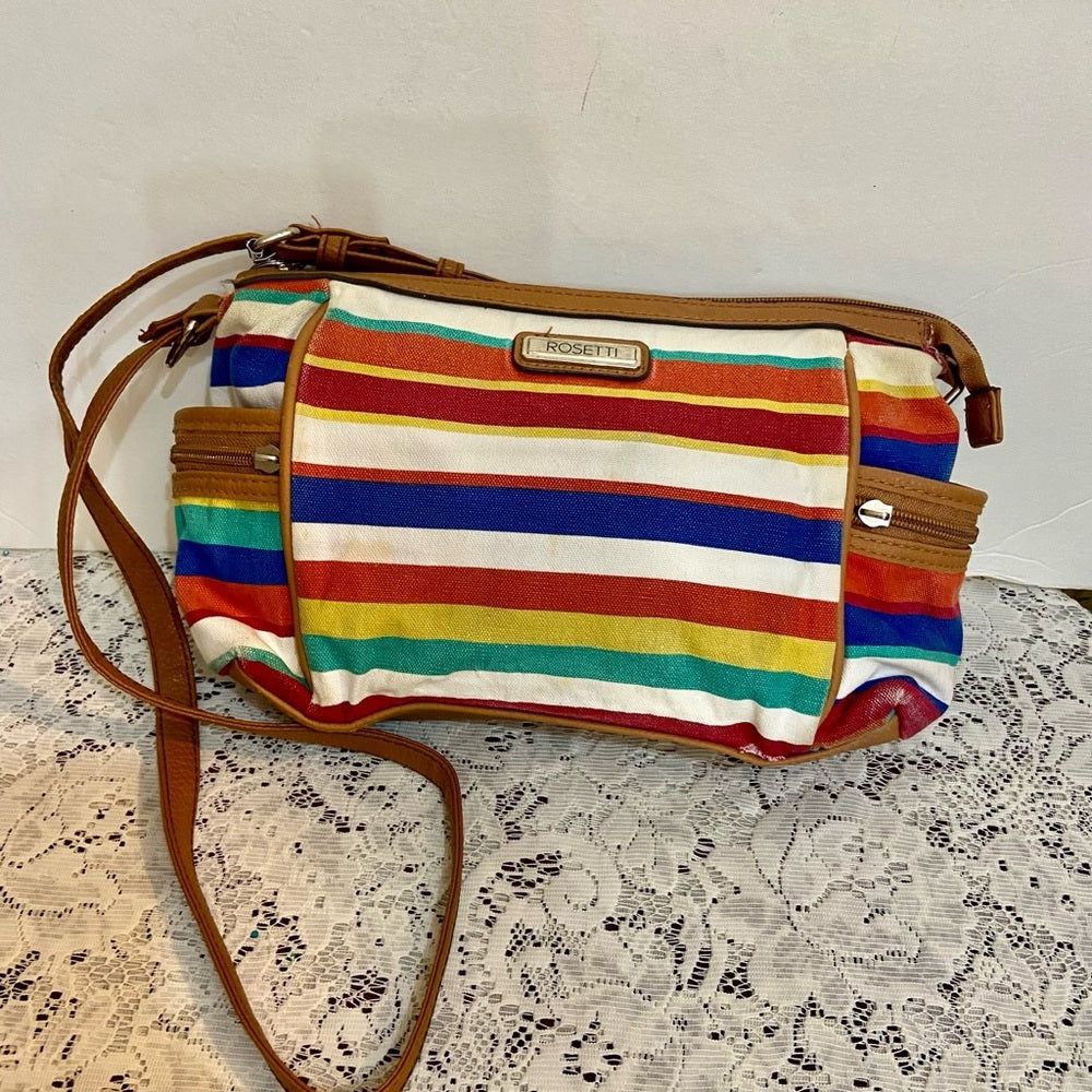 Rossetti Multi-color Stripes Crossbody Bag ( 8in x 6.5in x 4.5in)