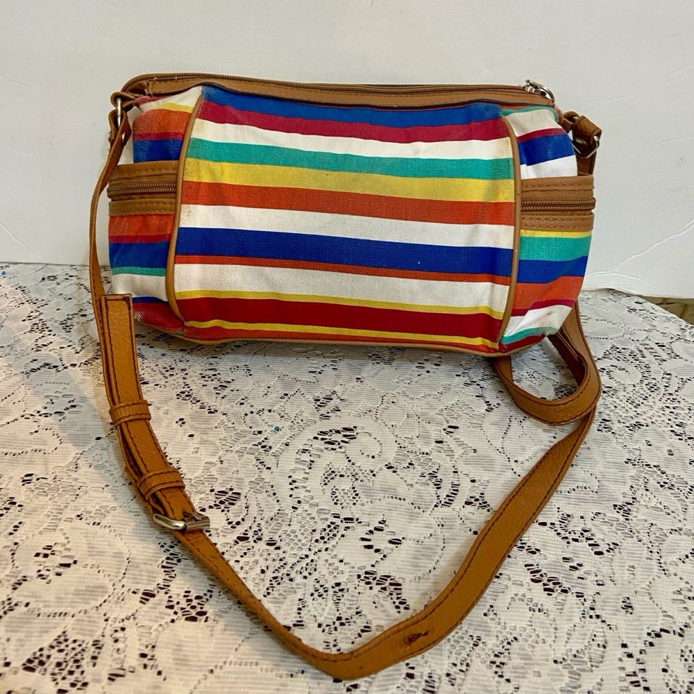Rossetti Multi-color Stripes Crossbody Bag ( 8in x 6.5in x 4.5in)