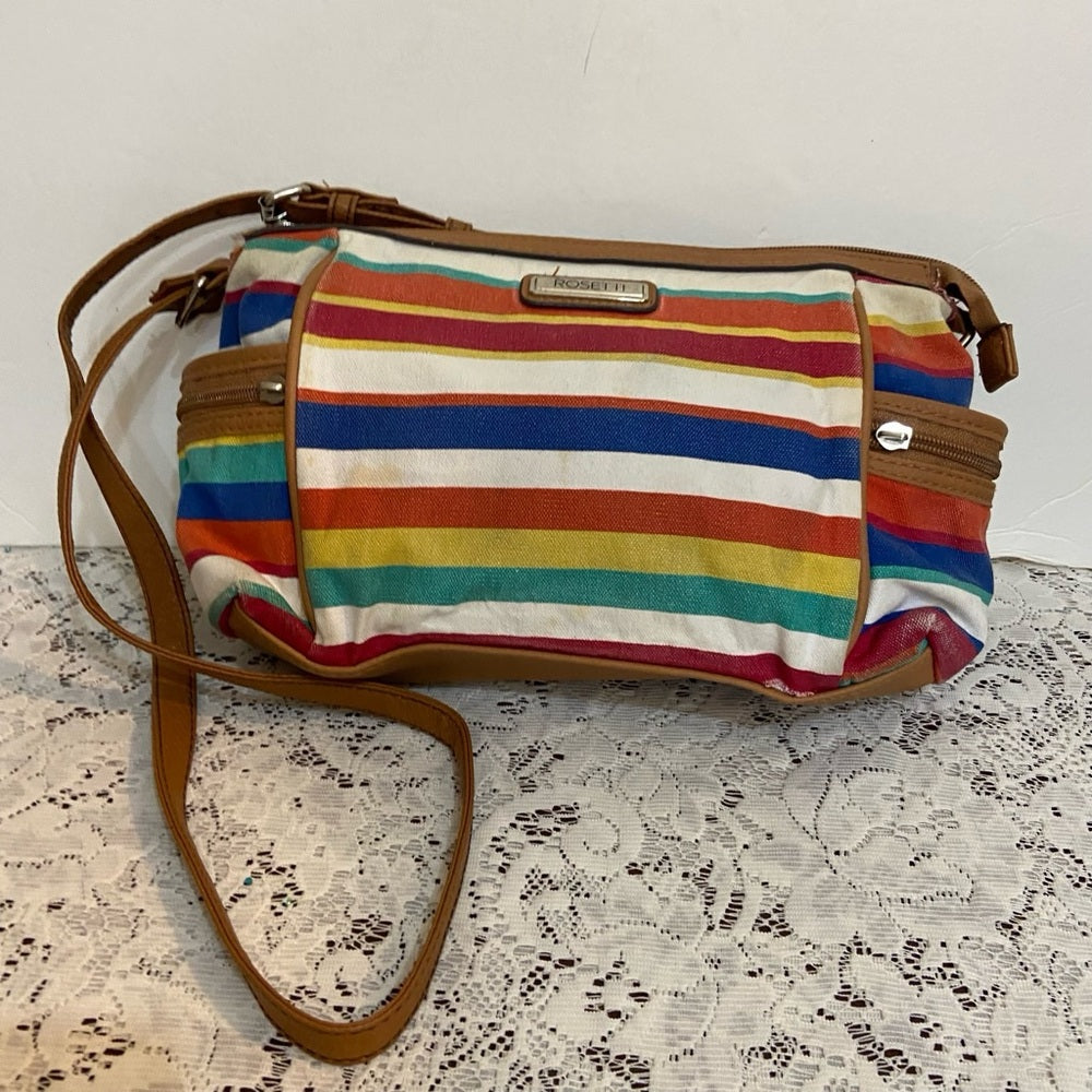 Rossetti Multi-color Stripes Crossbody Bag ( 8in x 6.5in x 4.5in)