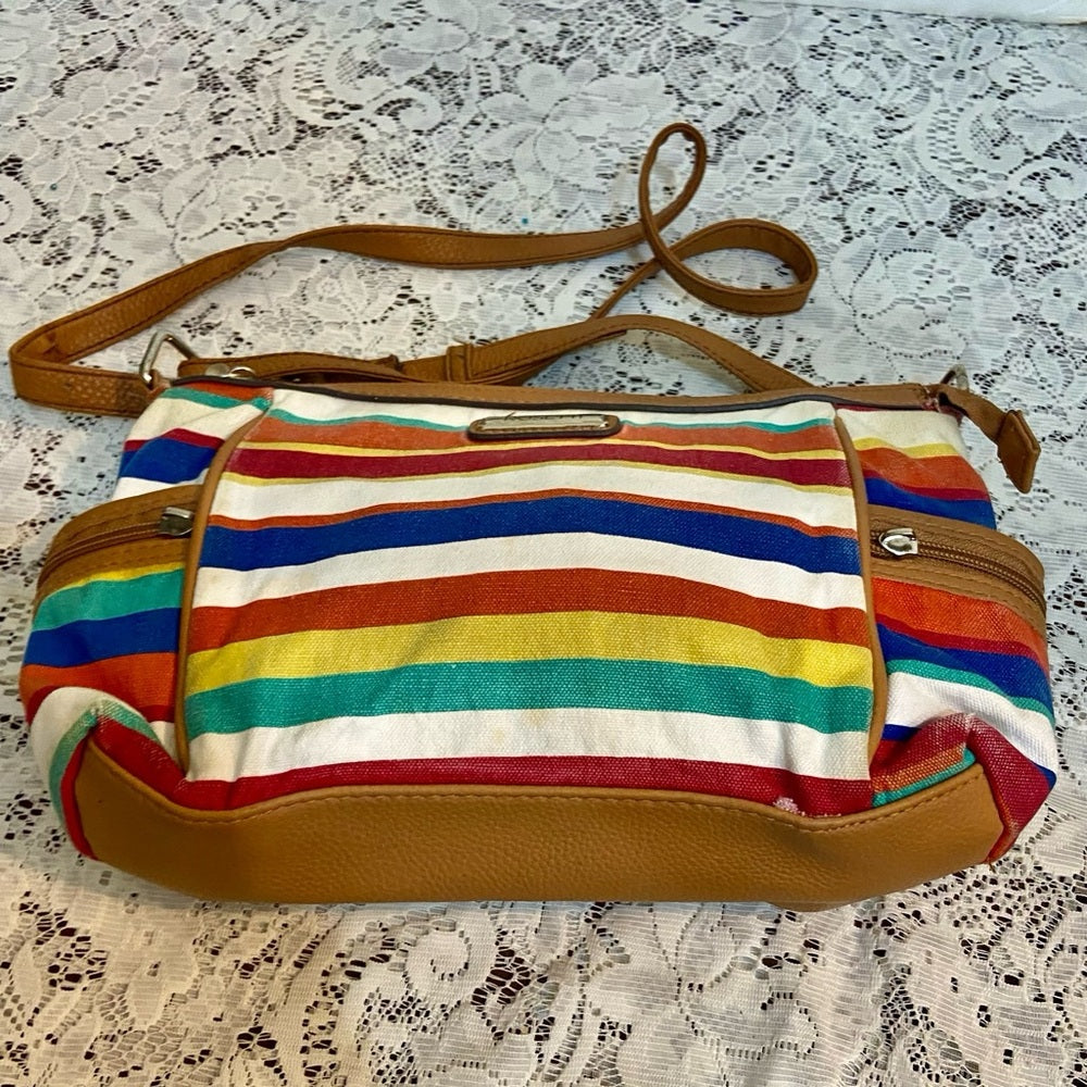 Rossetti Multi-color Stripes Crossbody Bag ( 8in x 6.5in x 4.5in)