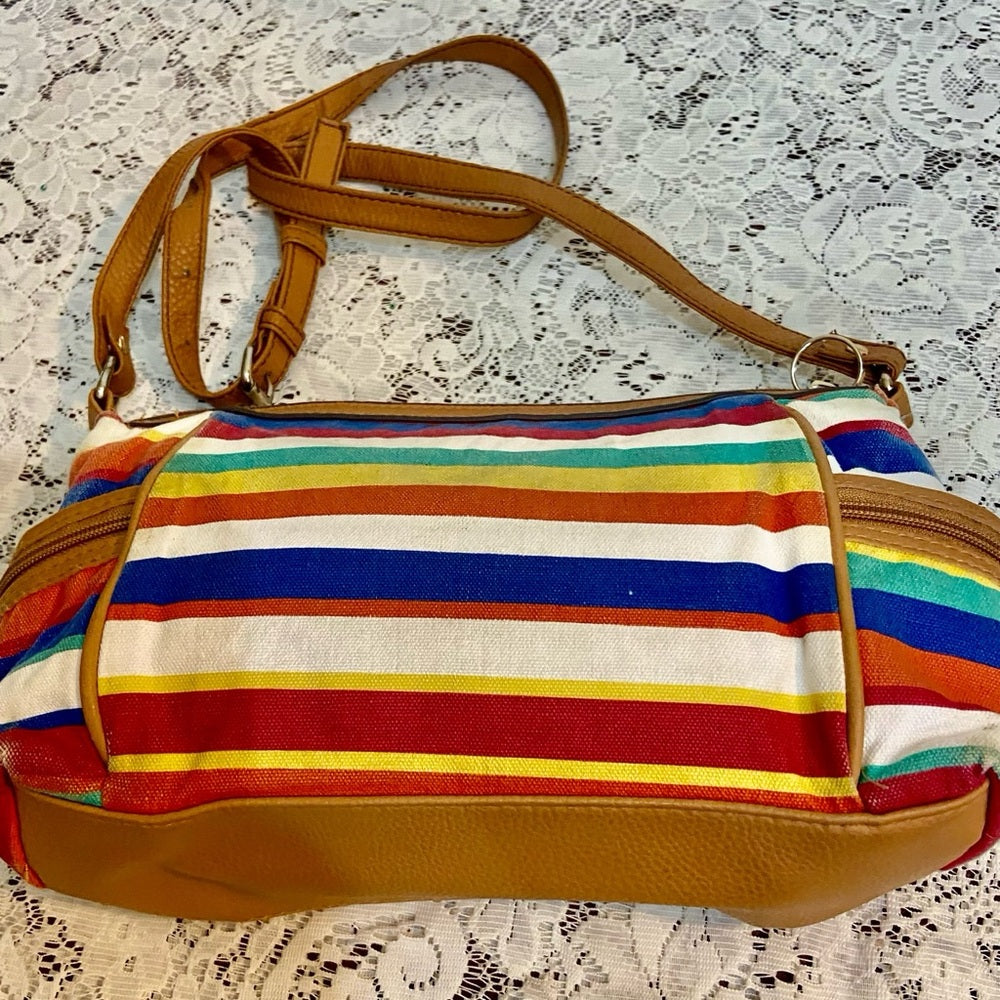 Rossetti Multi-color Stripes Crossbody Bag ( 8in x 6.5in x 4.5in)