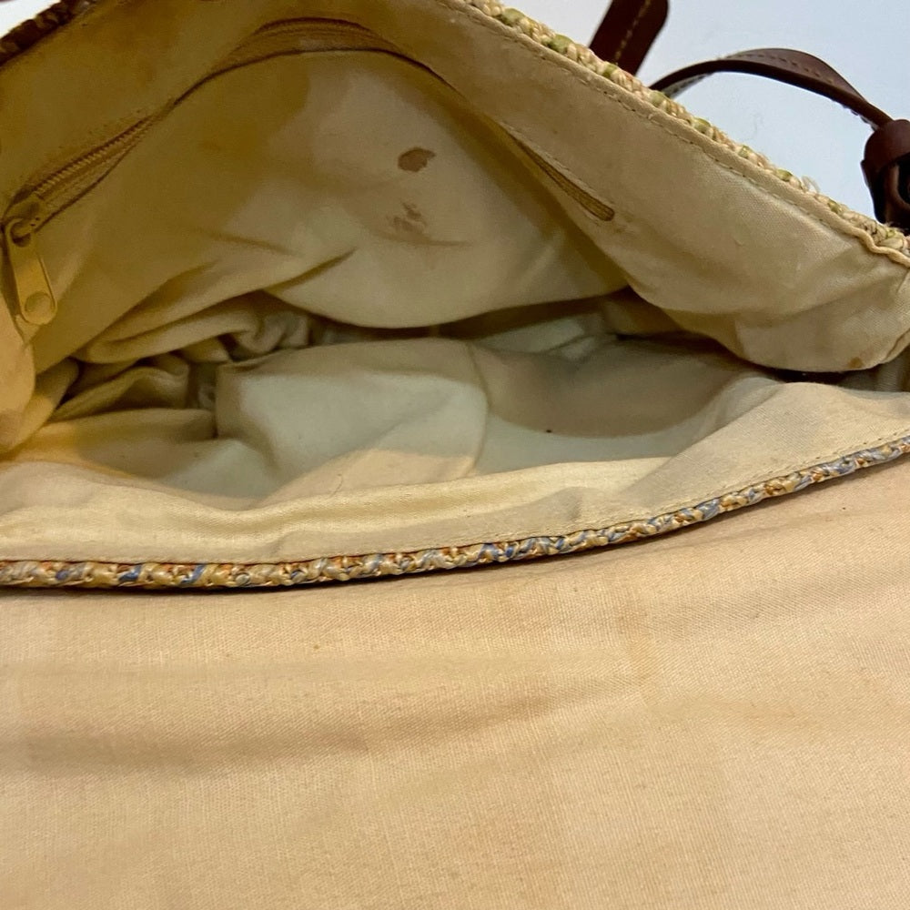 Rosetti Multicolor Crossbody Bag with Brown Leather Trim and Strap
