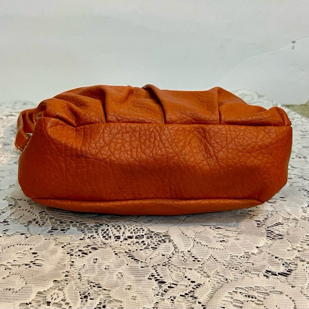Rosetti Orange Faux Leather Handbag-Crossbody. (8.5in x 8in x 2.5in)