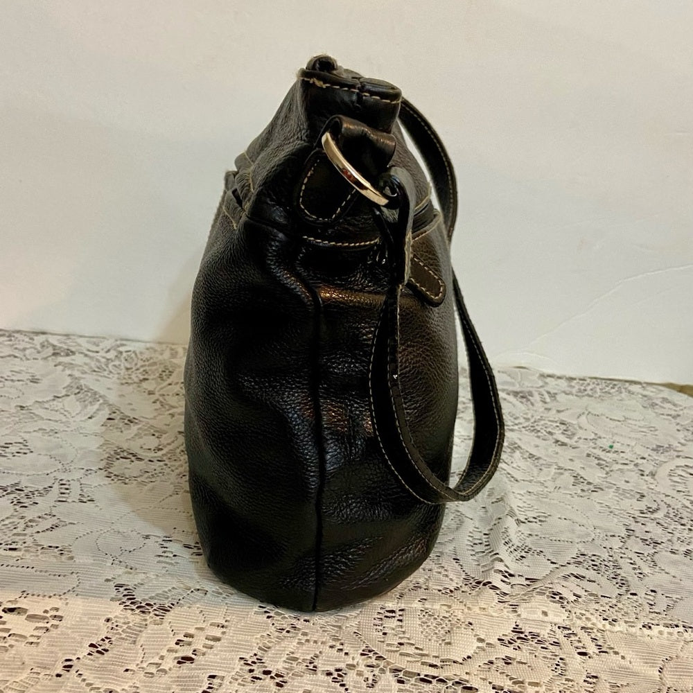 Sonoma Black Leather Handbag-Shoulder Bag (10in x 9in x 2.5in)