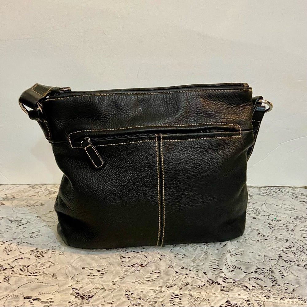 Sonoma Black Leather Handbag-Shoulder Bag (10in x 9in x 2.5in)
