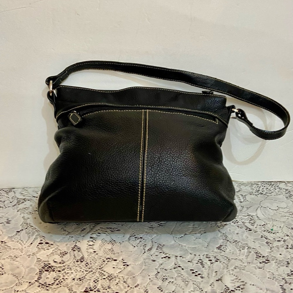 Sonoma Black Leather Handbag-Shoulder Bag (10in x 9in x 2.5in)