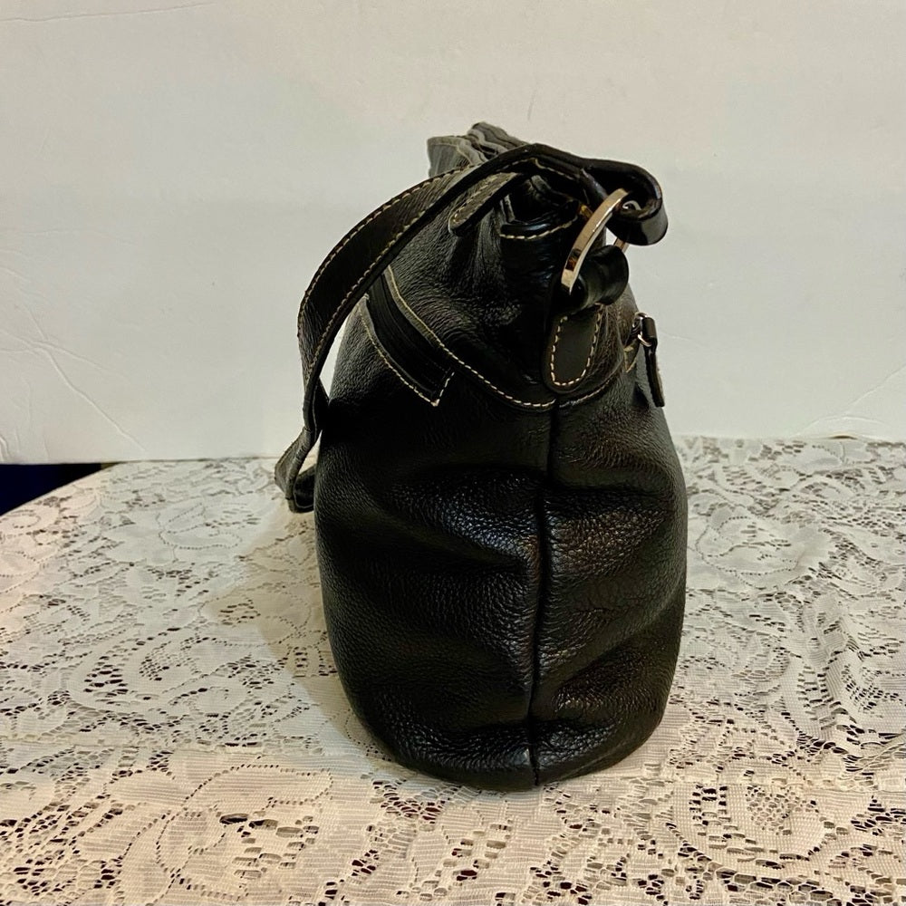 Sonoma Black Leather Handbag-Shoulder Bag (10in x 9in x 2.5in)