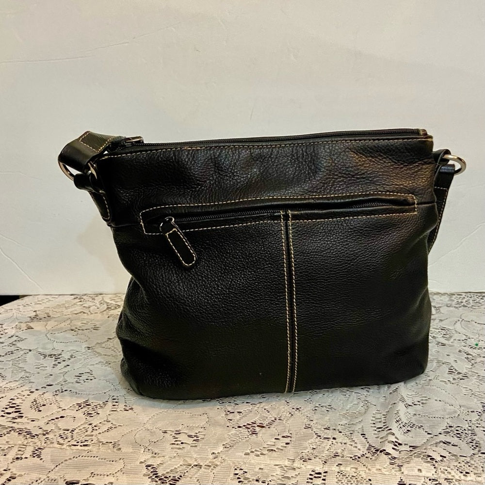 Sonoma Black Leather Handbag-Shoulder Bag (10in x 9in x 2.5in)