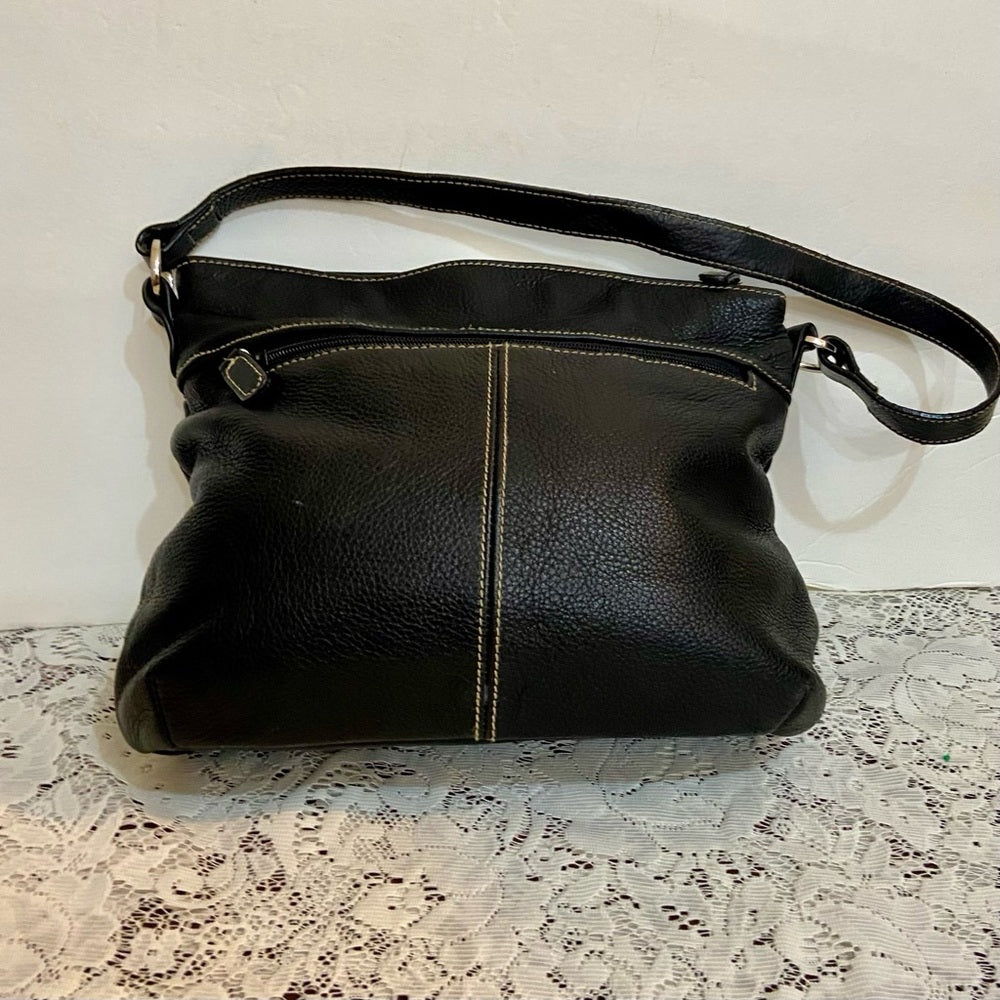 Sonoma Black Leather Handbag-Shoulder Bag (10in x 9in x 2.5in)