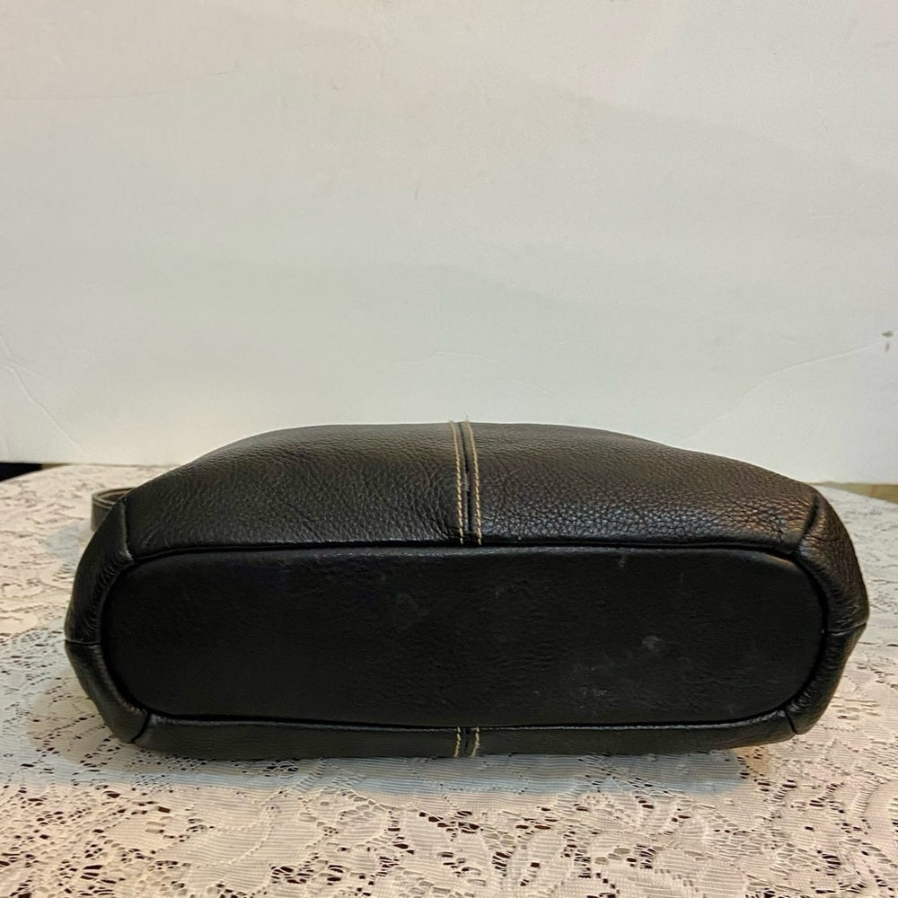 Sonoma Black Leather Handbag-Shoulder Bag (10in x 9in x 2.5in)