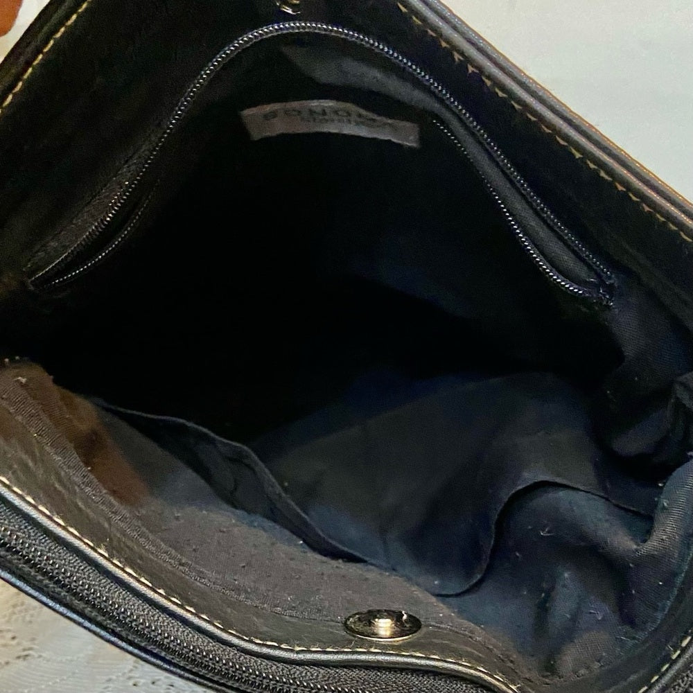 Sonoma Black Leather Handbag-Shoulder Bag (10in x 9in x 2.5in)