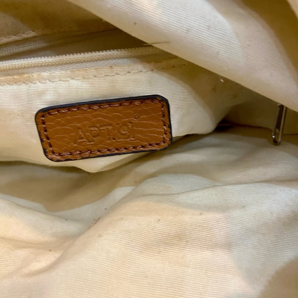 Apt. 9 Blue and White Faux Leather with Brown Leather Straps (11.5in x 8in x 4in
