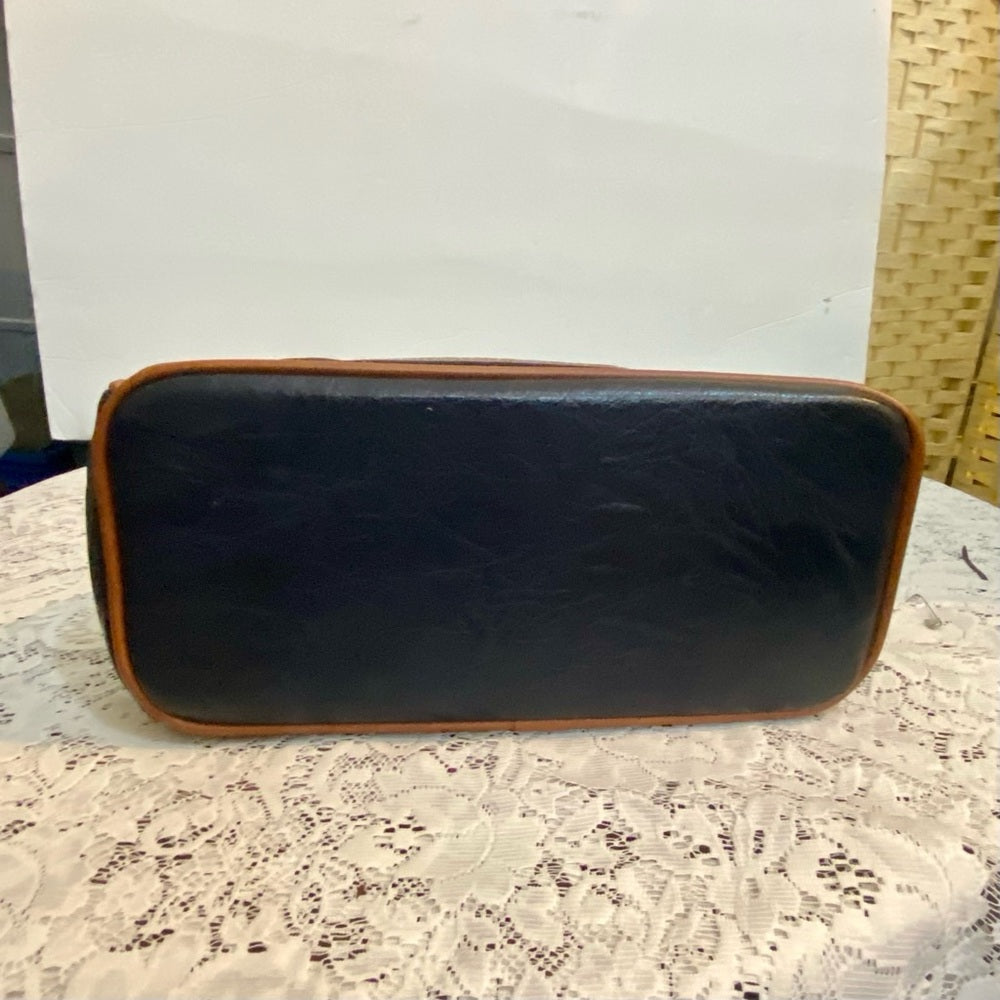 Dolce Vita Black Handbag with Brown Leather (10.5in x 7.5in x 5.5in)