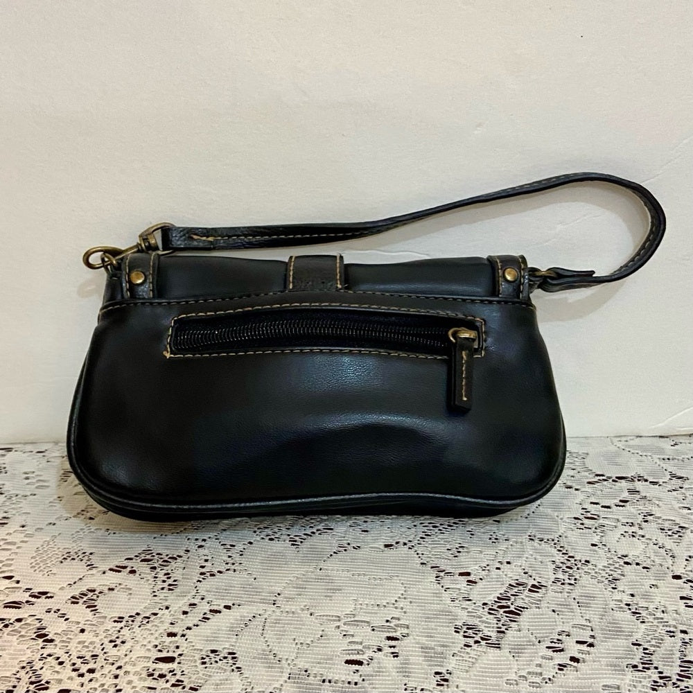 Small Black Faux Leather HandBag (8in x 5in x 2in )