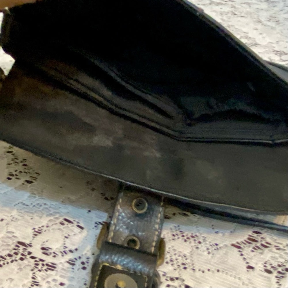 Small Black Faux Leather HandBag (8in x 5in x 2in )