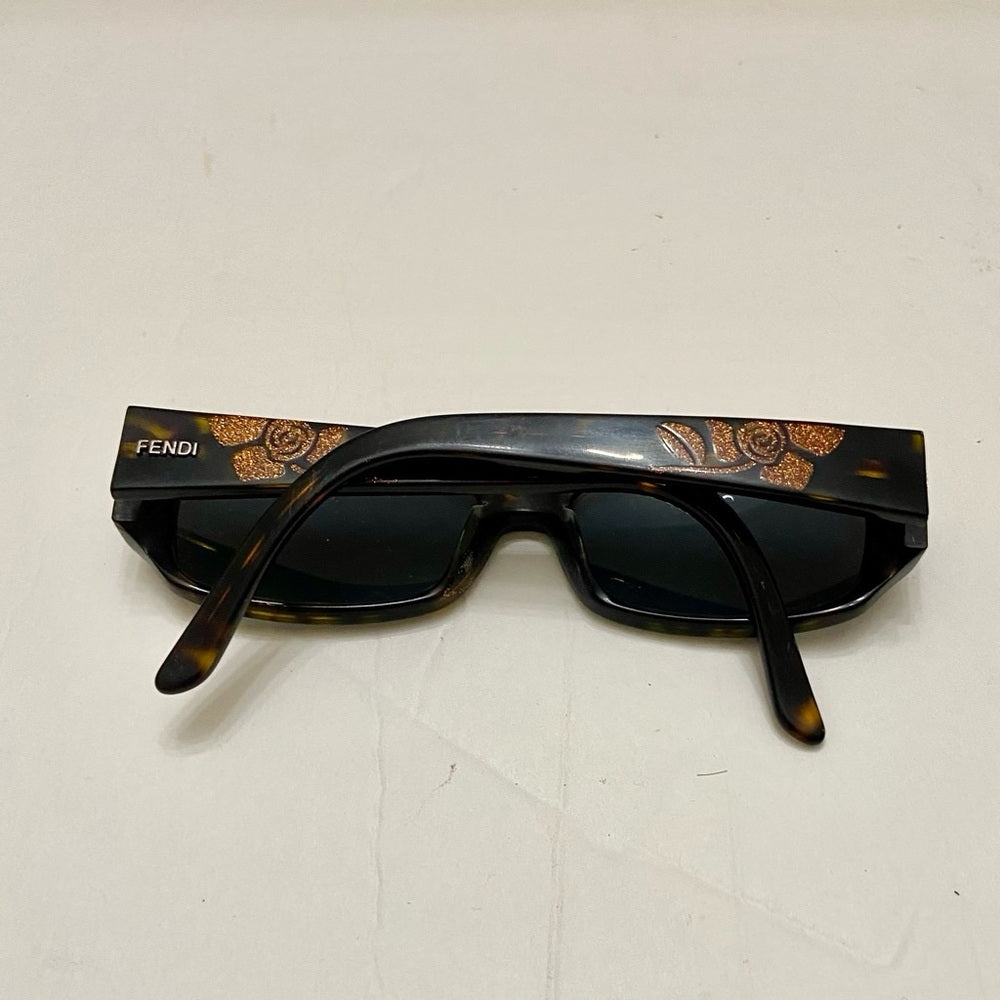 Fendi, Brown Tortoise Sunglasses with Gold Floral Design F924 215 135