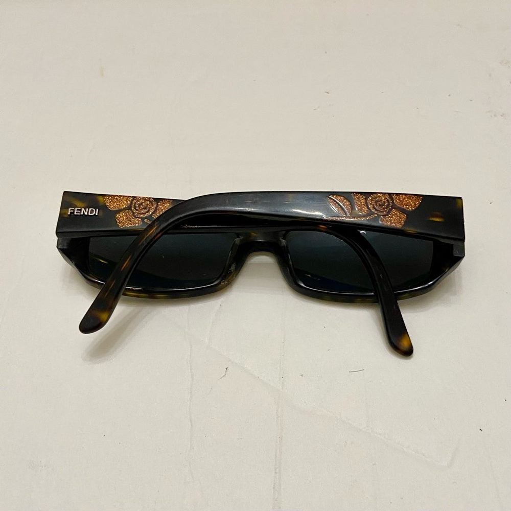 Fendi, Brown Tortoise Sunglasses with Gold Floral Design F924 215 135