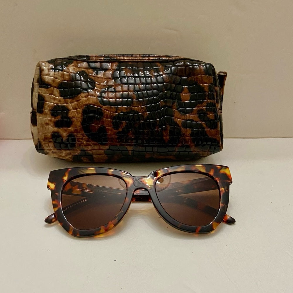 Vintage, Cat Eye Brown Tortoise Large Sunglasses -LE19052 UV400
