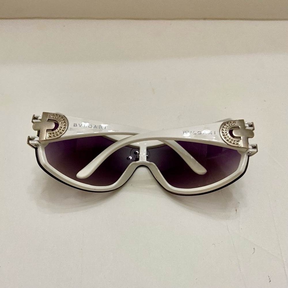 Vintage Bulgari White-Purple Wrap Around Sunglasses