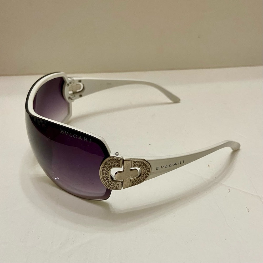 Vintage Bulgari White-Purple Wrap Around Sunglasses