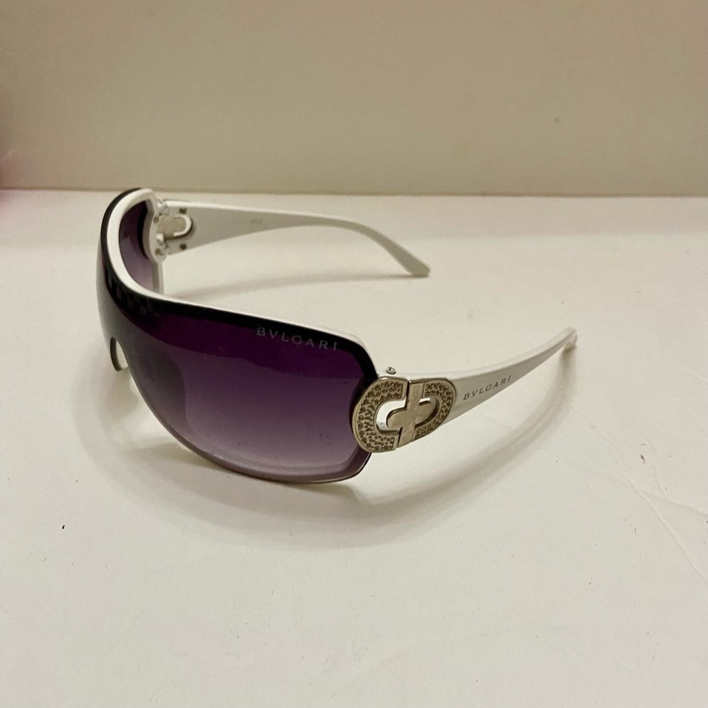 Vintage Bulgari White-Purple Wrap Around Sunglasses