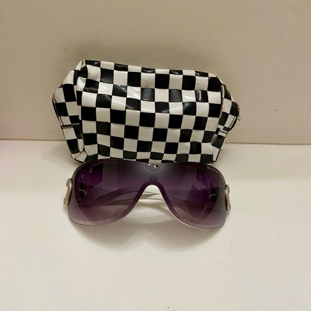 Vintage Bulgari White-Purple Wrap Around Sunglasses