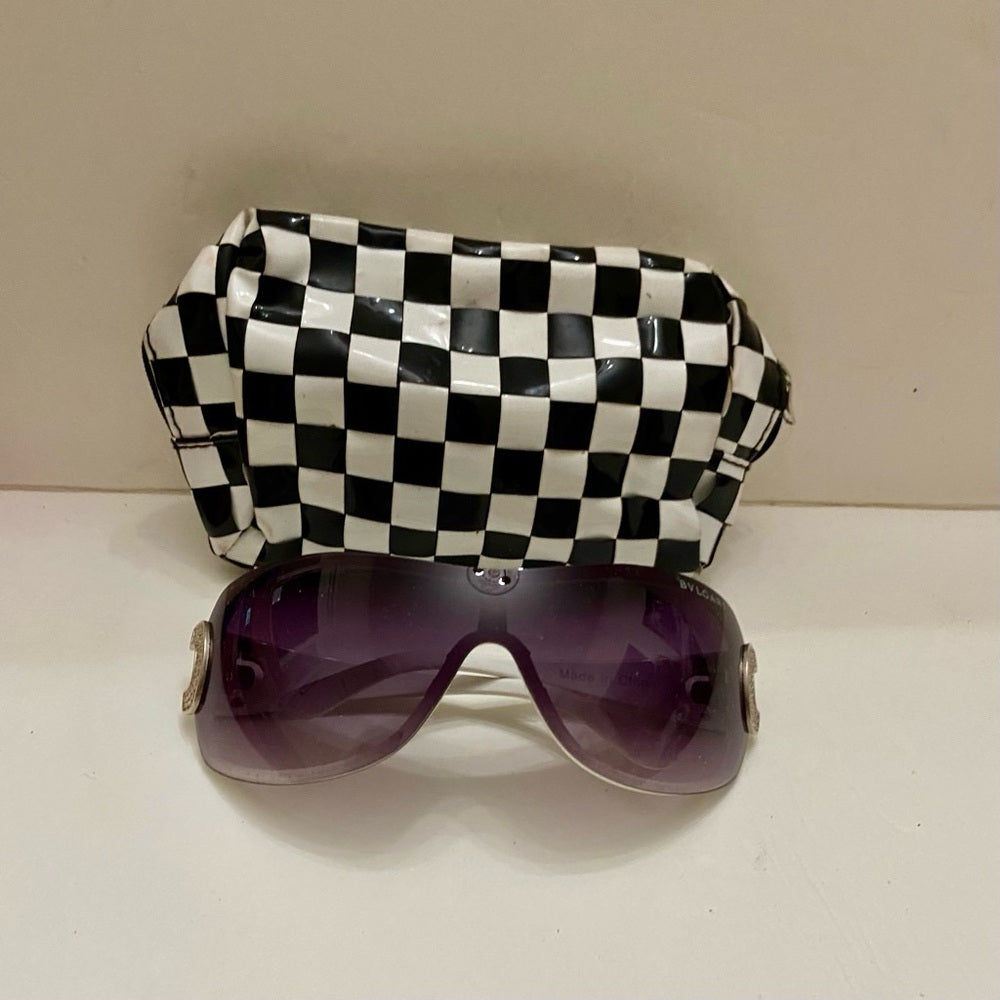 Vintage Bulgari White-Purple Wrap Around Sunglasses