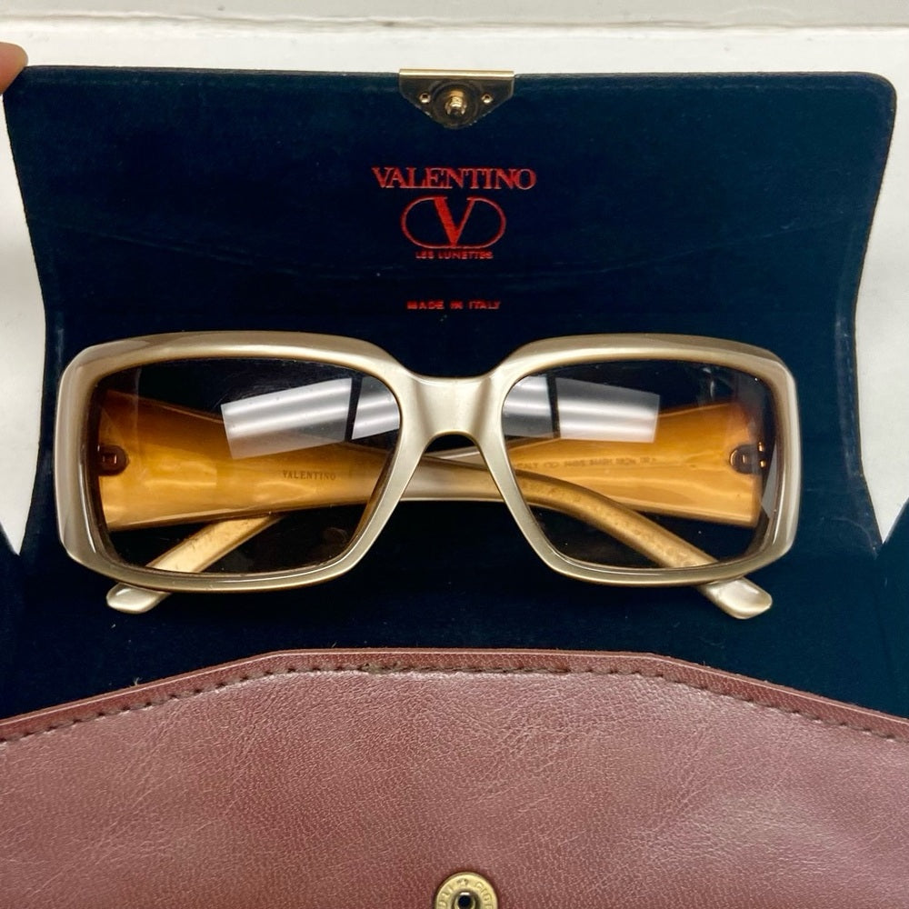 Valentino Garavani, Italy Gold Large Sunglasses with Case 5449S