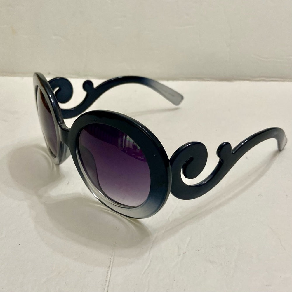 Elegant High Fashion Grayish Black Round Sunglasses