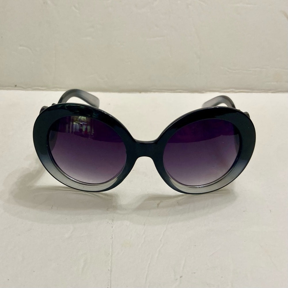 Elegant High Fashion Grayish Black Round Sunglasses