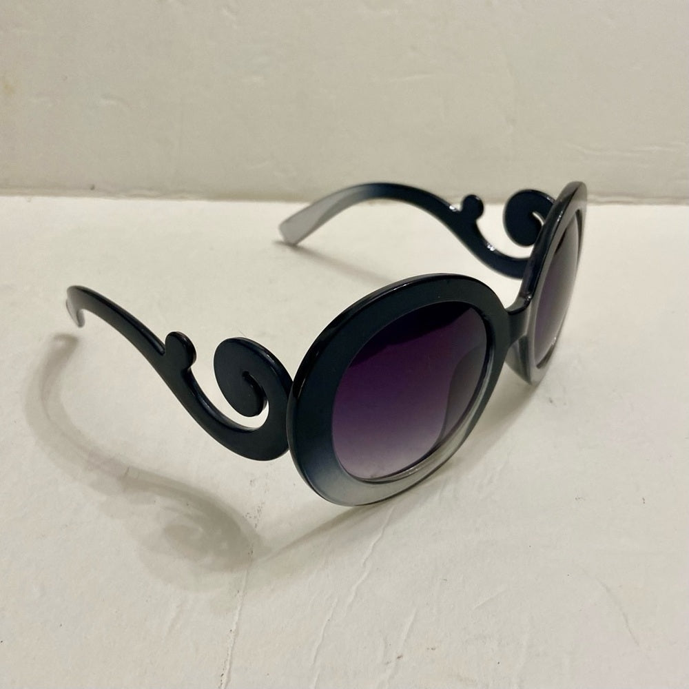 Elegant High Fashion Grayish Black Round Sunglasses