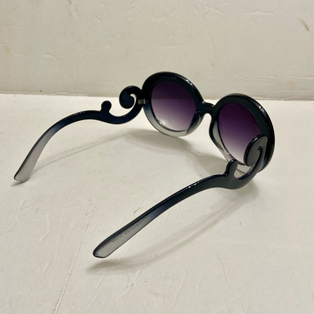 Elegant High Fashion Grayish Black Round Sunglasses