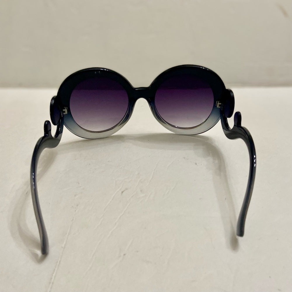 Elegant High Fashion Grayish Black Round Sunglasses
